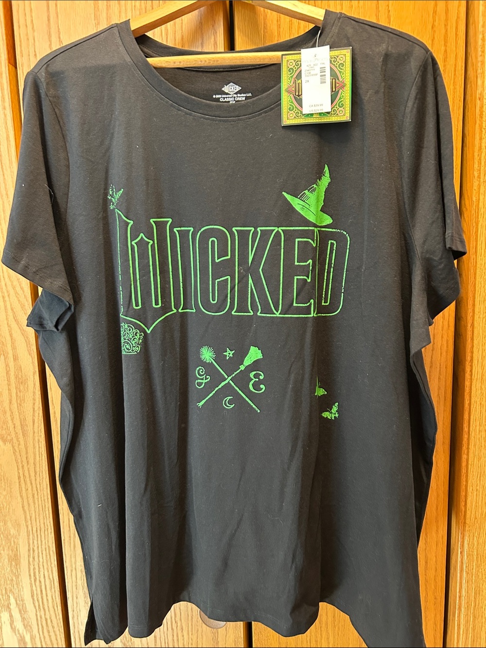 Wicked Graphic Crew Neck T-Shirt - Black with Green Print